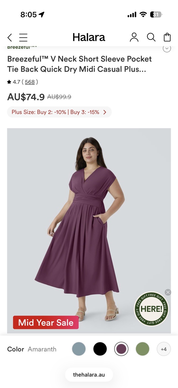 Halara dress Maroon/Wine/Burgundy Long With Pockets And Tie around Waist Medium