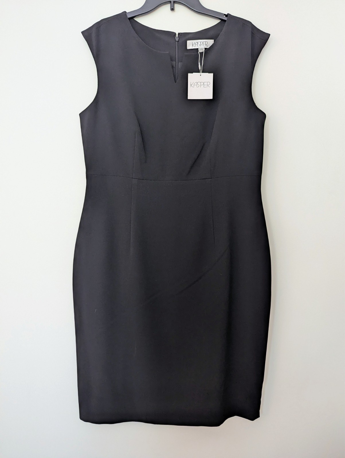 NWT Kasper Stretch Crepe Sleeveless Sheath Black Dress Cocktail Work Funeral 14