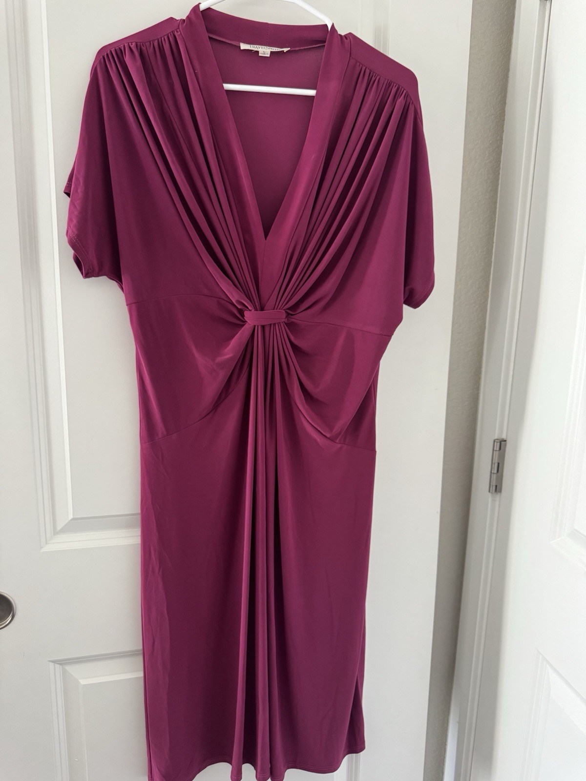 TravelSmith Women’s Purple Dress Wrinkle-Resistant, Short Sleeve, Large