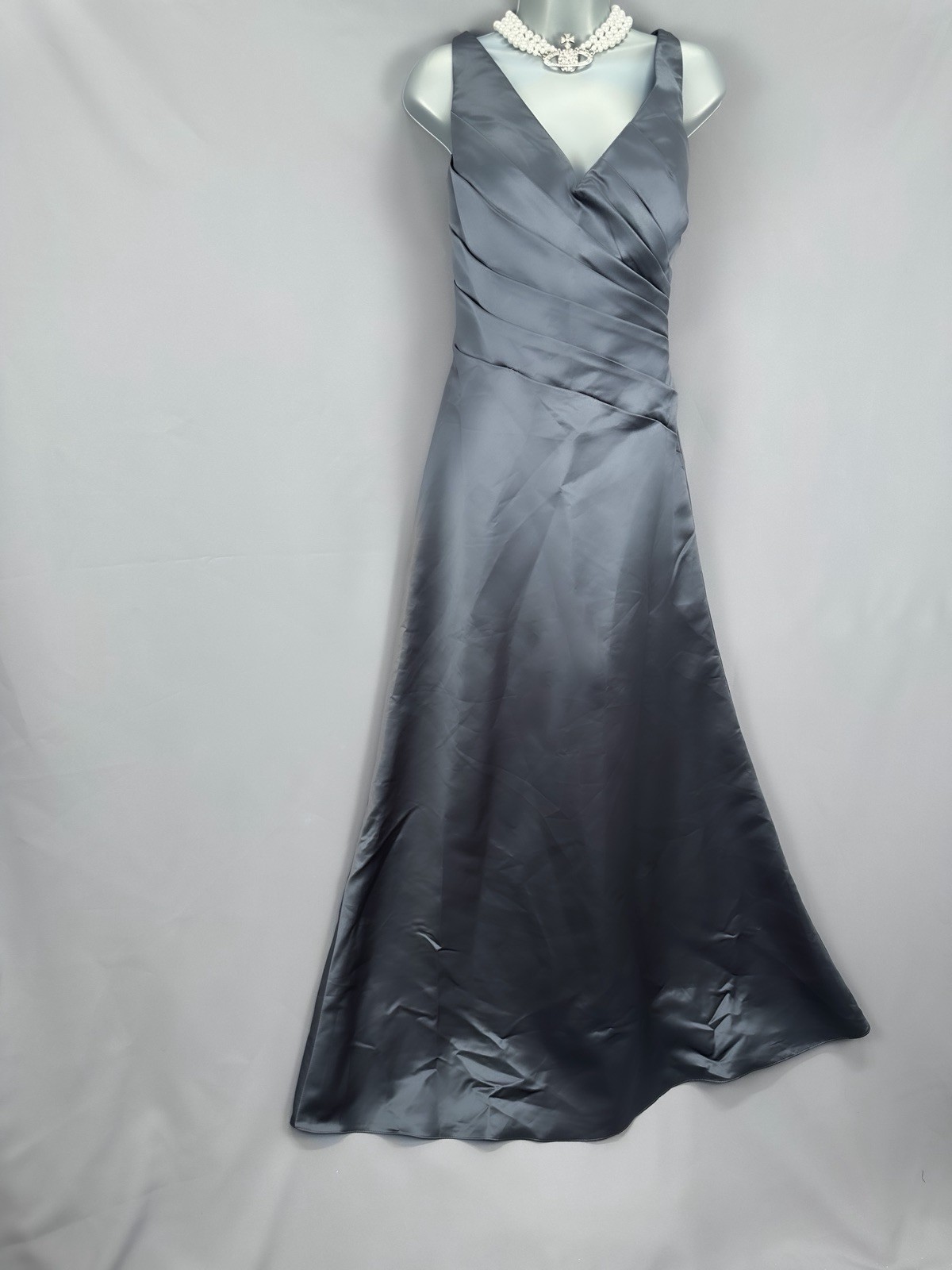 Veromia grey sleeveless bridesmaid/occasion long maxi gown dress size 14
