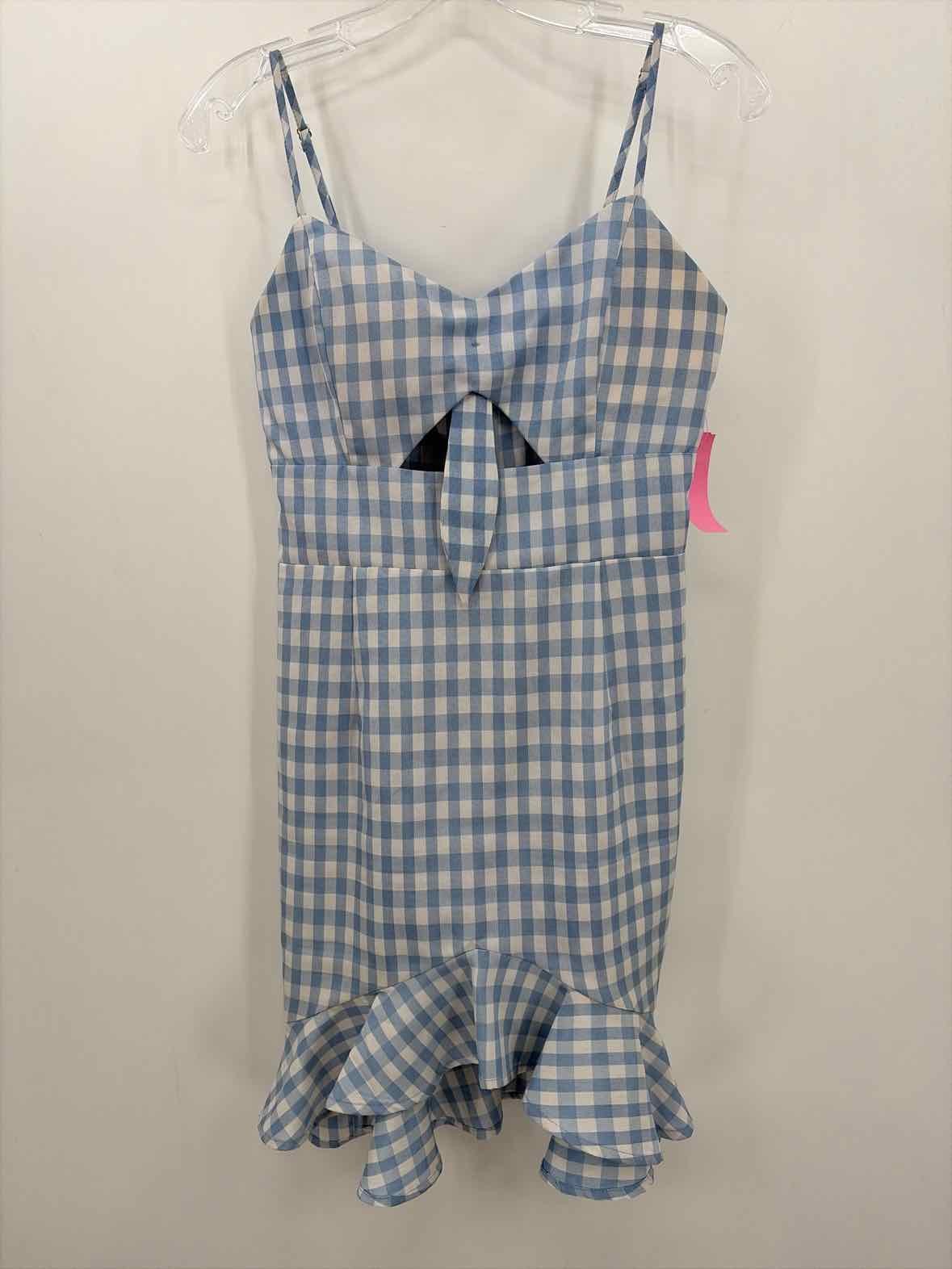Pre-Owned Alythea Blue Size Small Gingham Short Sleeveless Dress