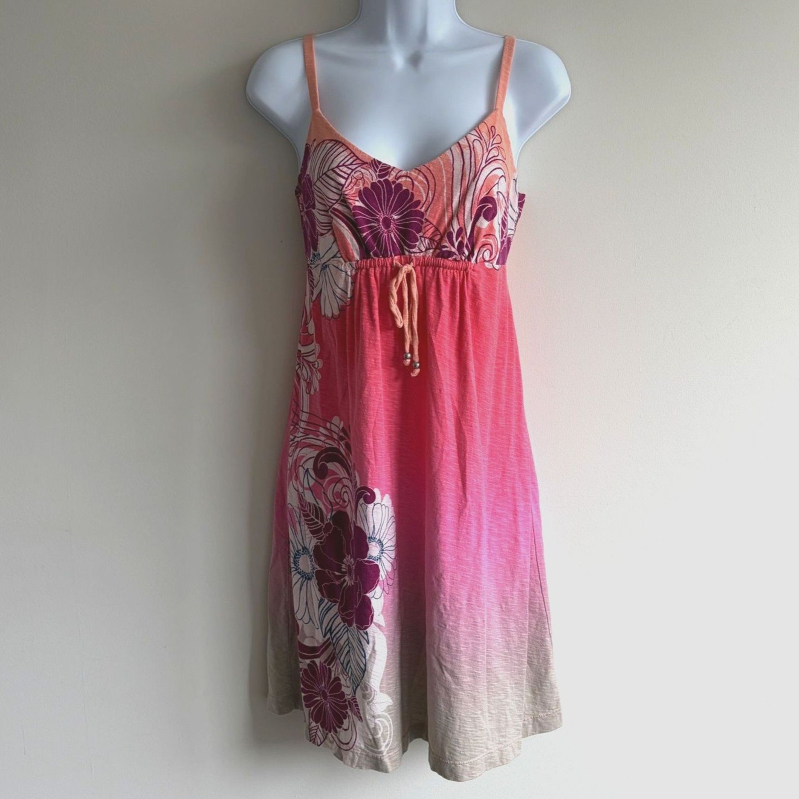 Tommy Bahama 100% Cotton Floral Sundress Beach Coverup Pink Midi Sz Small