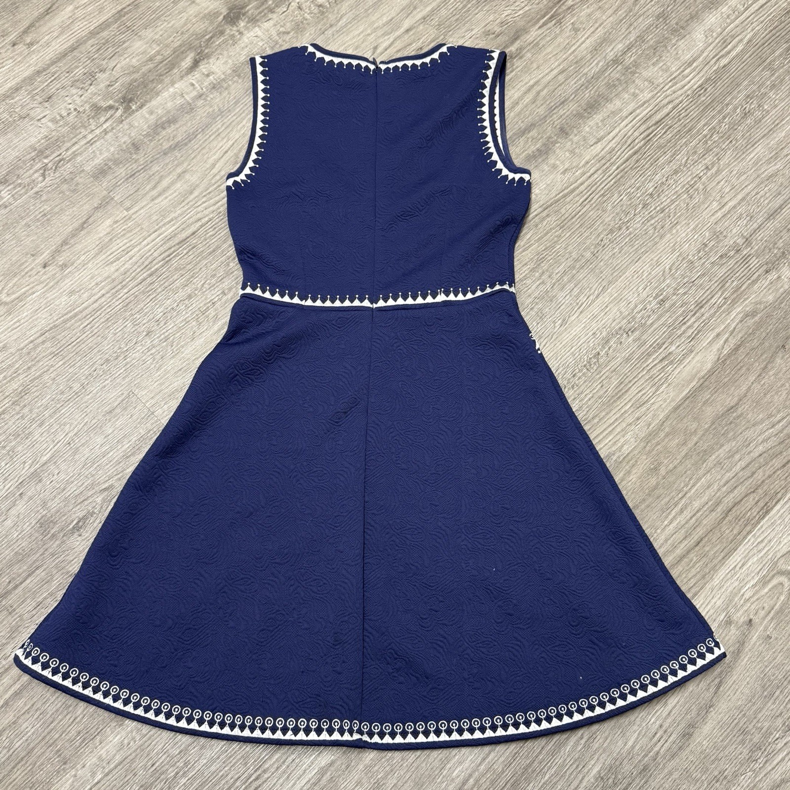 Vintage Folk Embroidered Navy A-Line Dress Boho Cottagecore Retro Small Alya