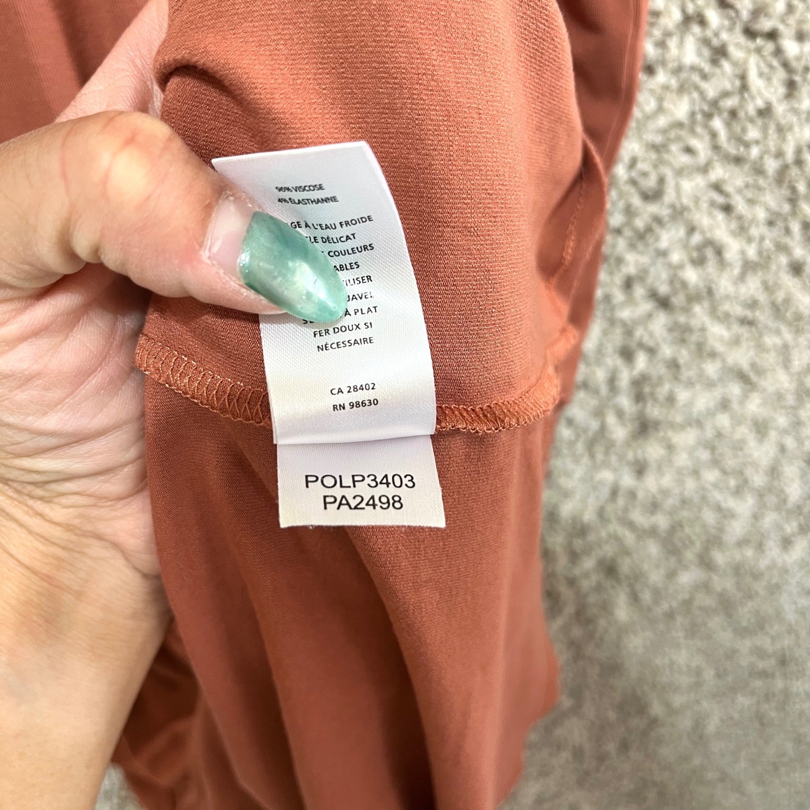 Lilla P Dress Womens Small Rust Sleeveless Smocked Waist Viscose Blend Crew Neck