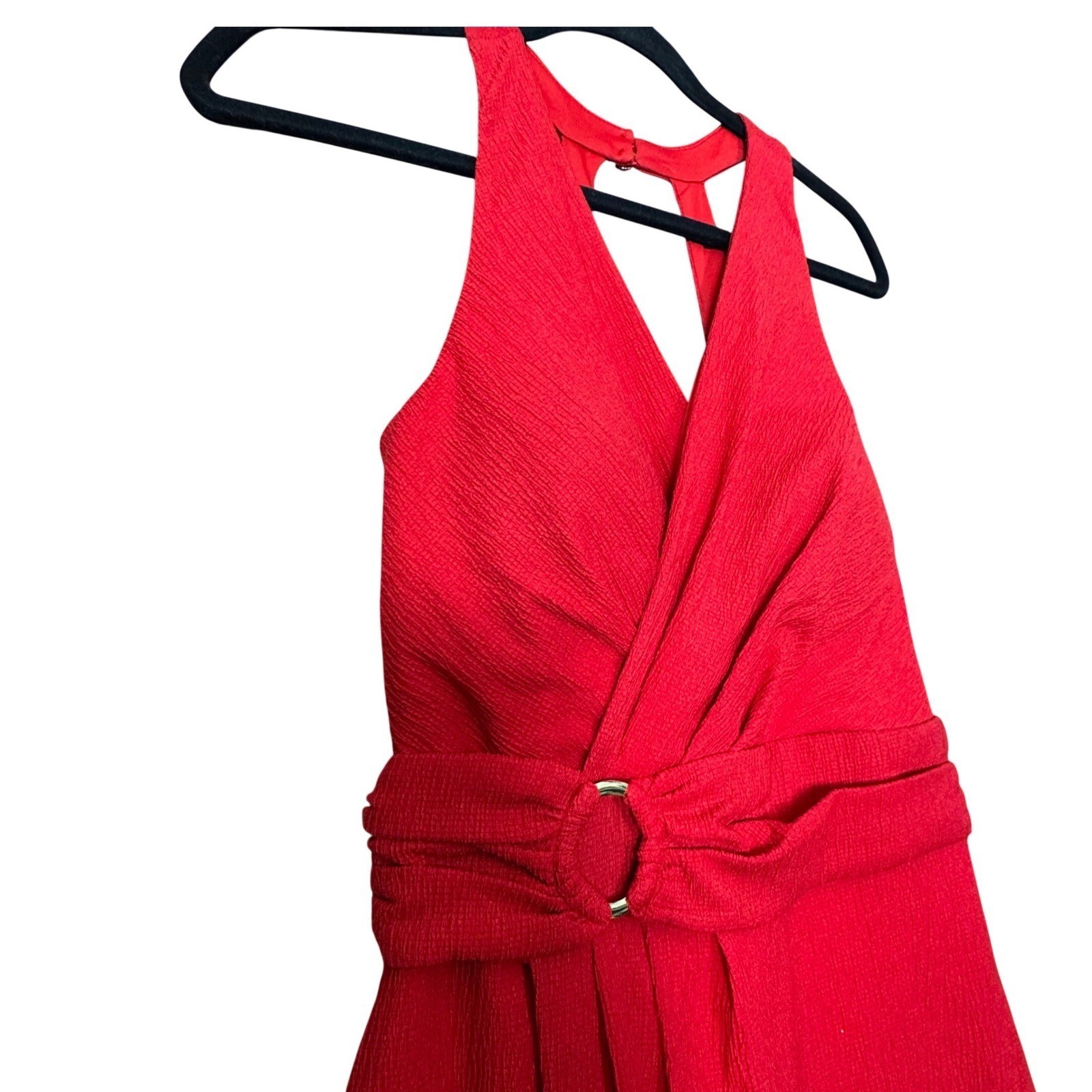 Sienna Halter Ruched Draping Midi Dress Sz 0 Red Classic Cocktail Party Wedding