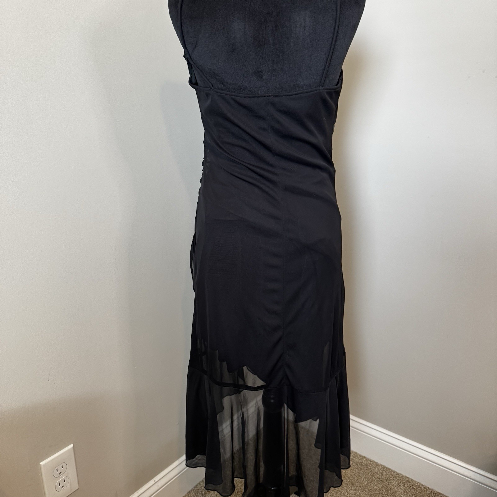 Vtg Ruby Rox Black Dress Whimsi Goth Grunge Size XL Juniors Stretchy 90s Y2K