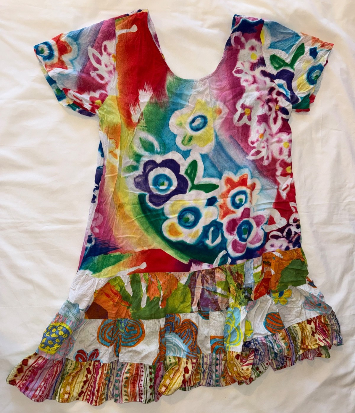 Jams World Hattie Dress Colorful Rainbow Flowers Size XL
