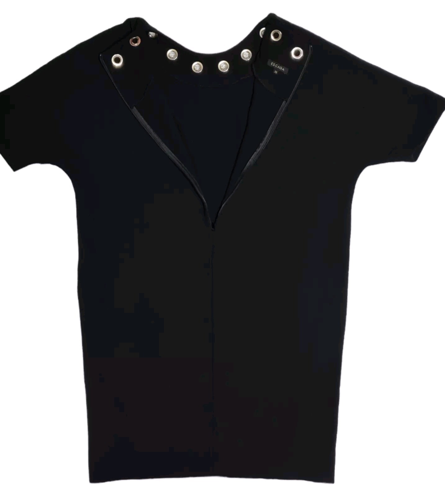 ESCADA Chic Loose-Fitting Wool Sheath Dress with Golden Decor/Black 36 /S/ M