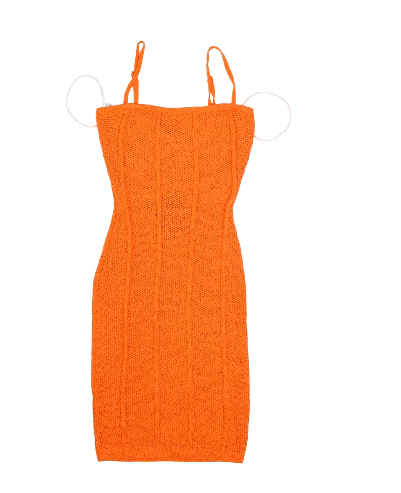 Hera Collection Dress Womens Small Orange Knit Bodycon Spaghetti Strap Ribbed