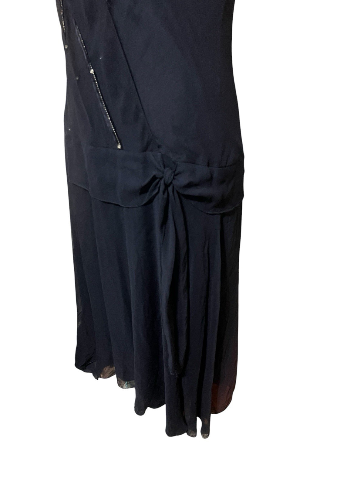 Jonathan Martin Studio Vintage Y2K Silk Navy Asymmetrical Hem Dress Size 12 New