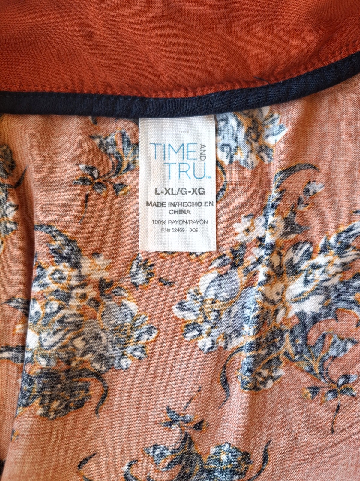Time and Tru Floral Kimono Duster Cardigan Rayon Tie Waist L/XL Boho