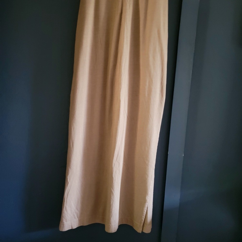 Michael Stars Solange Tie Detail Stretch Side Slits Maxi Dress Small Tan Brown