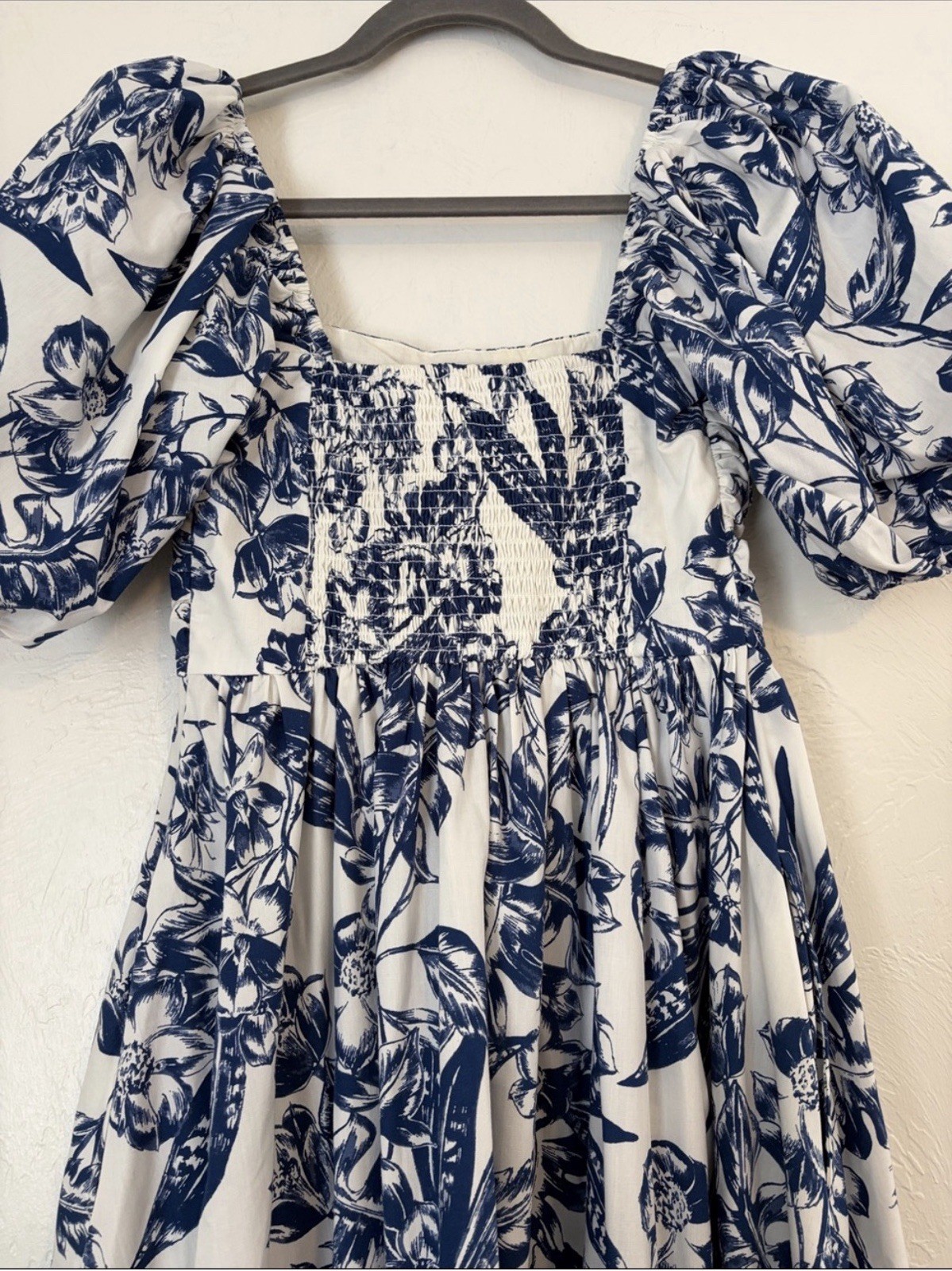 Abercrombie & Fitch Emerson Poplin Puff Sleeve Midi Dress XS Petite