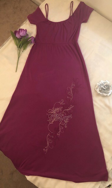 Apple Bottom Cold Shoulder Maxi Dress-XL-Purple-Machine Wash-Good Condition