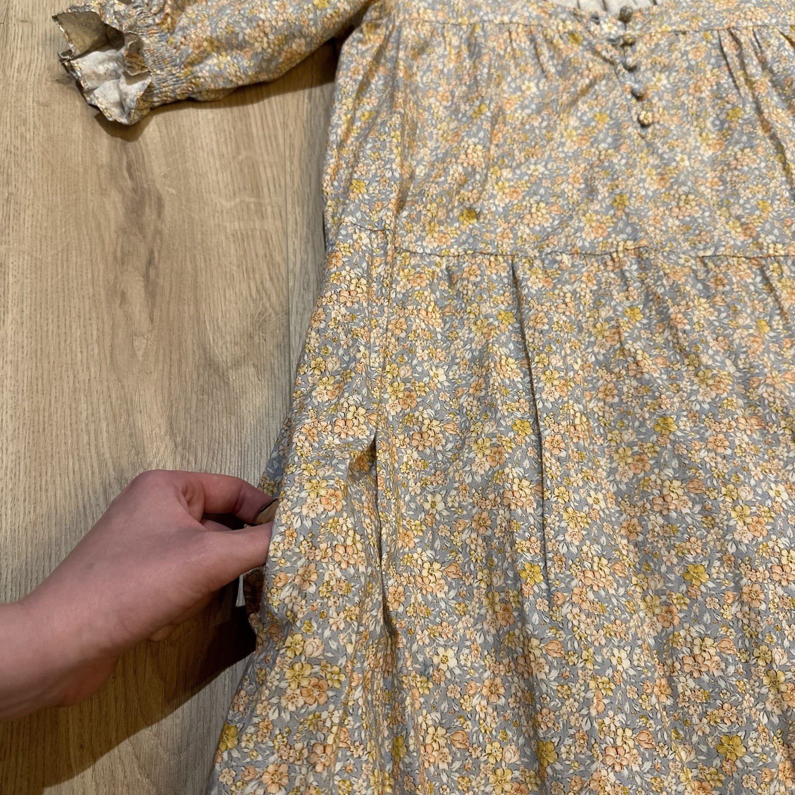 Size XS NWOT Oak Meadow Floral Midi Dress Holly Bonnie Blue Sold Out Cottagecore