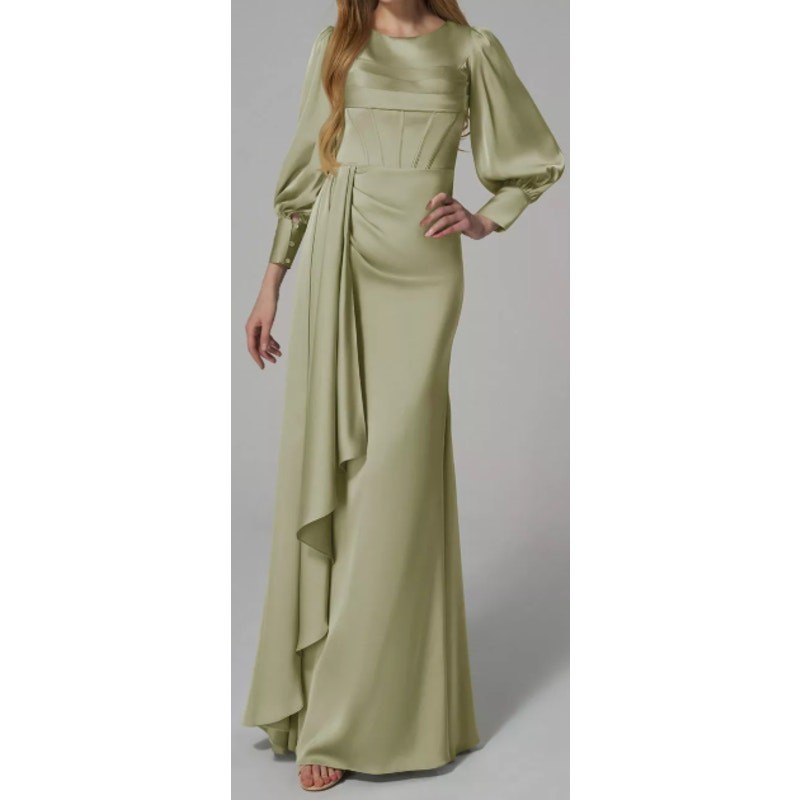 AW BRIDAL sz 2 XS green fennel seed satin charmeuse Gabriela maxi dress NEW b38