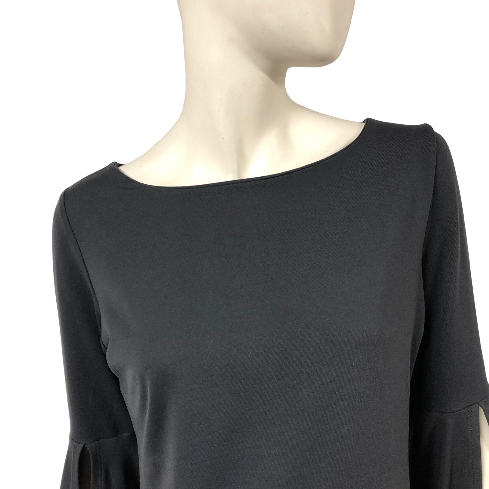 Susana Monaco Arabella Split Bell Sleeve Mini Dress Onyx NWT Womens Size L Large