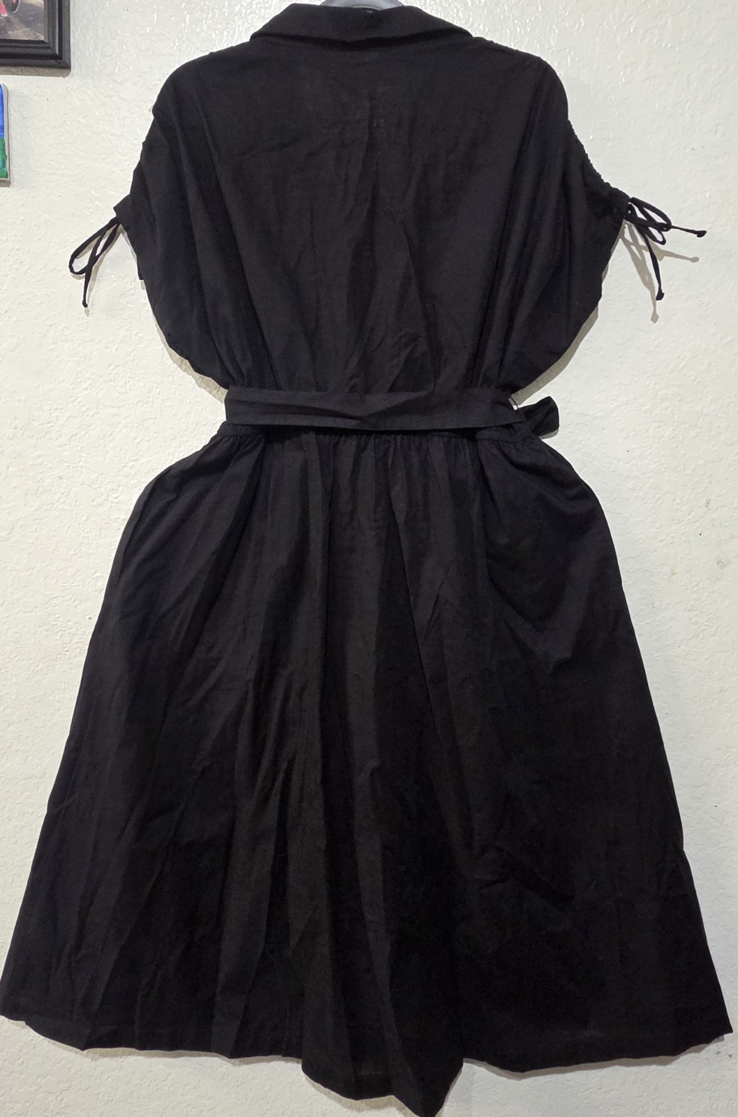 Time and Tru Women’s Tie Front Button Down Shirt Dress, Size XL, Black NWT 🔥