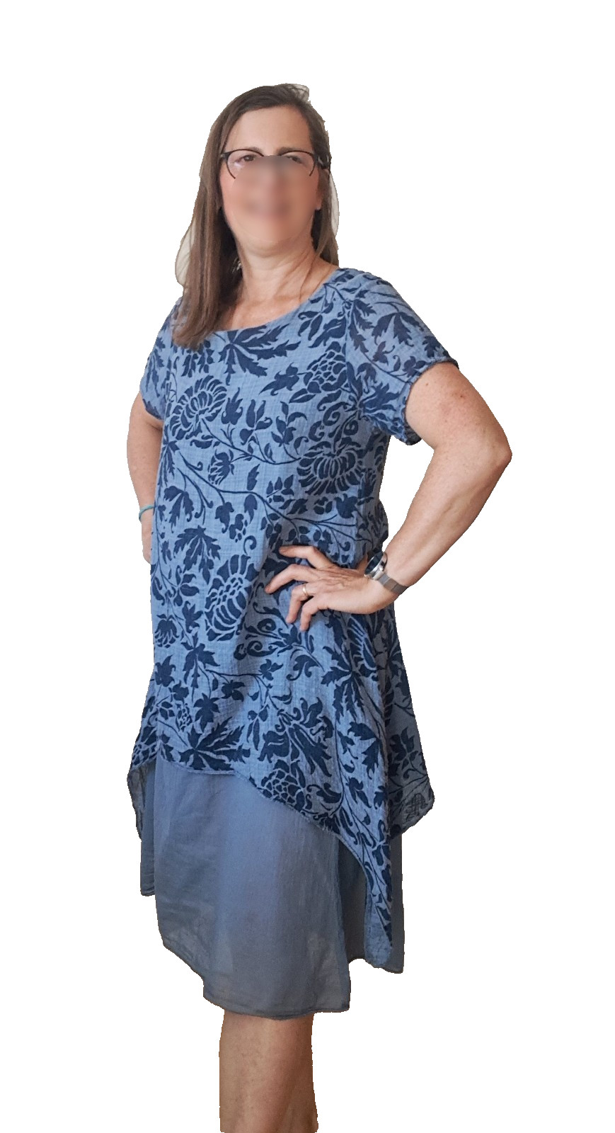 blue loose fit one-size comfortable fun indie cotton women’s dress
