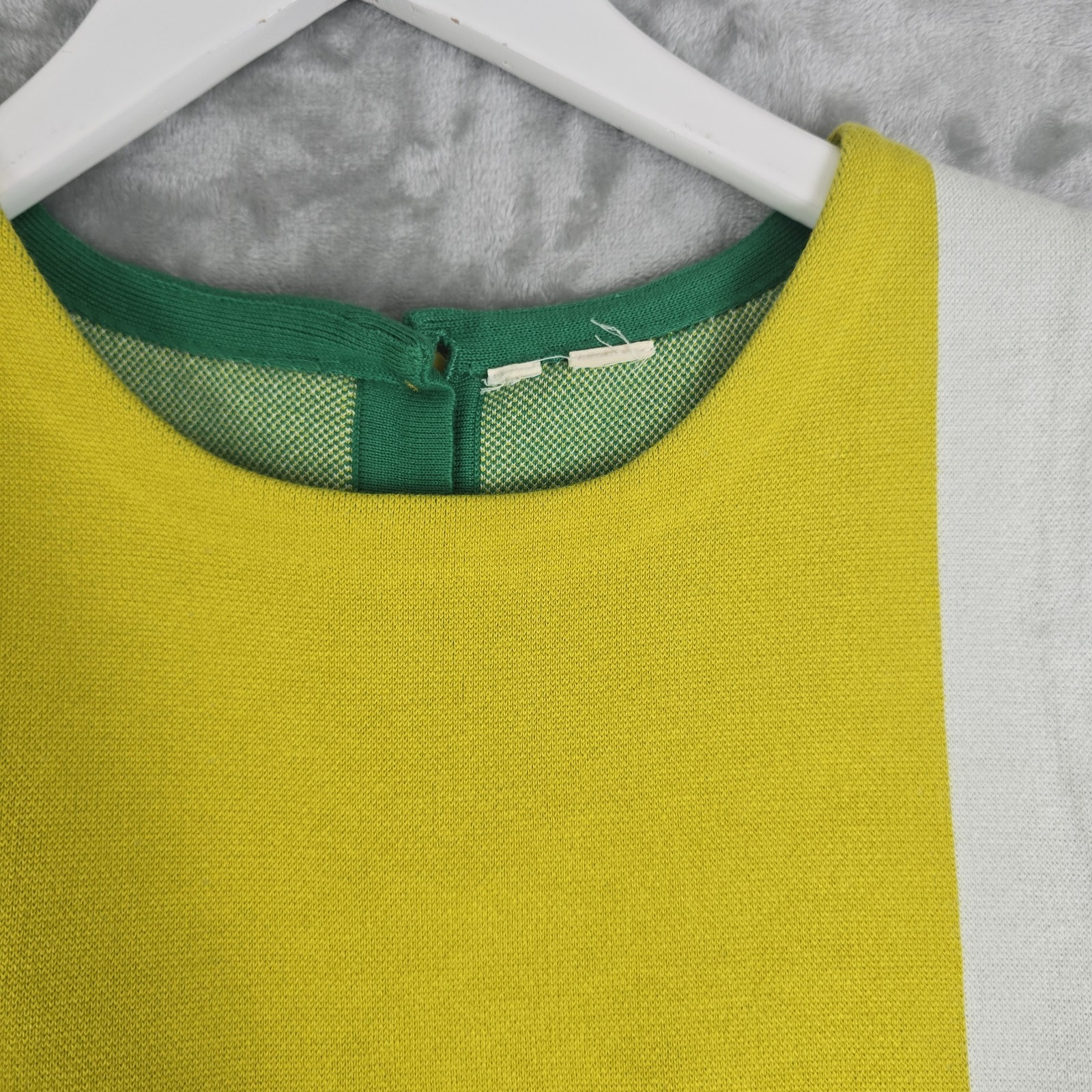 Moth Anthro Mod Geometric Tunic Knit Dress Large Yellow Green Retro
