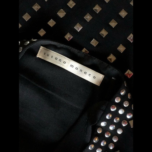 Susana Monaco Silver Studded Black Mini Dress 2 NWT Edgy Glam Indie Sleaze Cyber