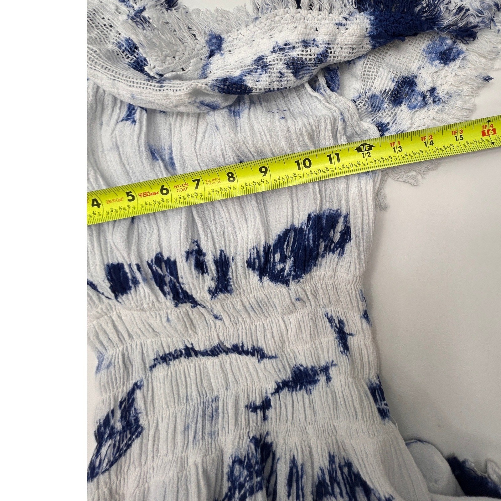 Vintage Seaspice Peruvian Cotton Tie Dye Off Shoulder Maxi Dress Small Coastal