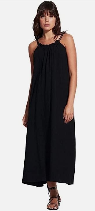 Green Envelope Women’s Sleeveless Halter Neck Maxi Side Slits Dress Black Large