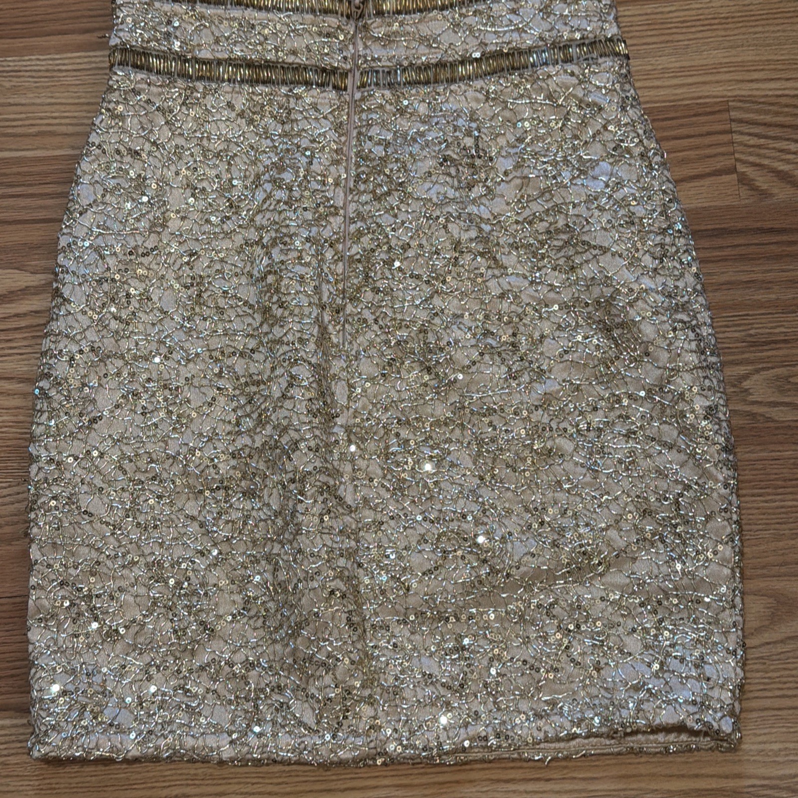 NWT Designer WOW Couture Gold Label Gold Sequin Sparkle Dress Size Small