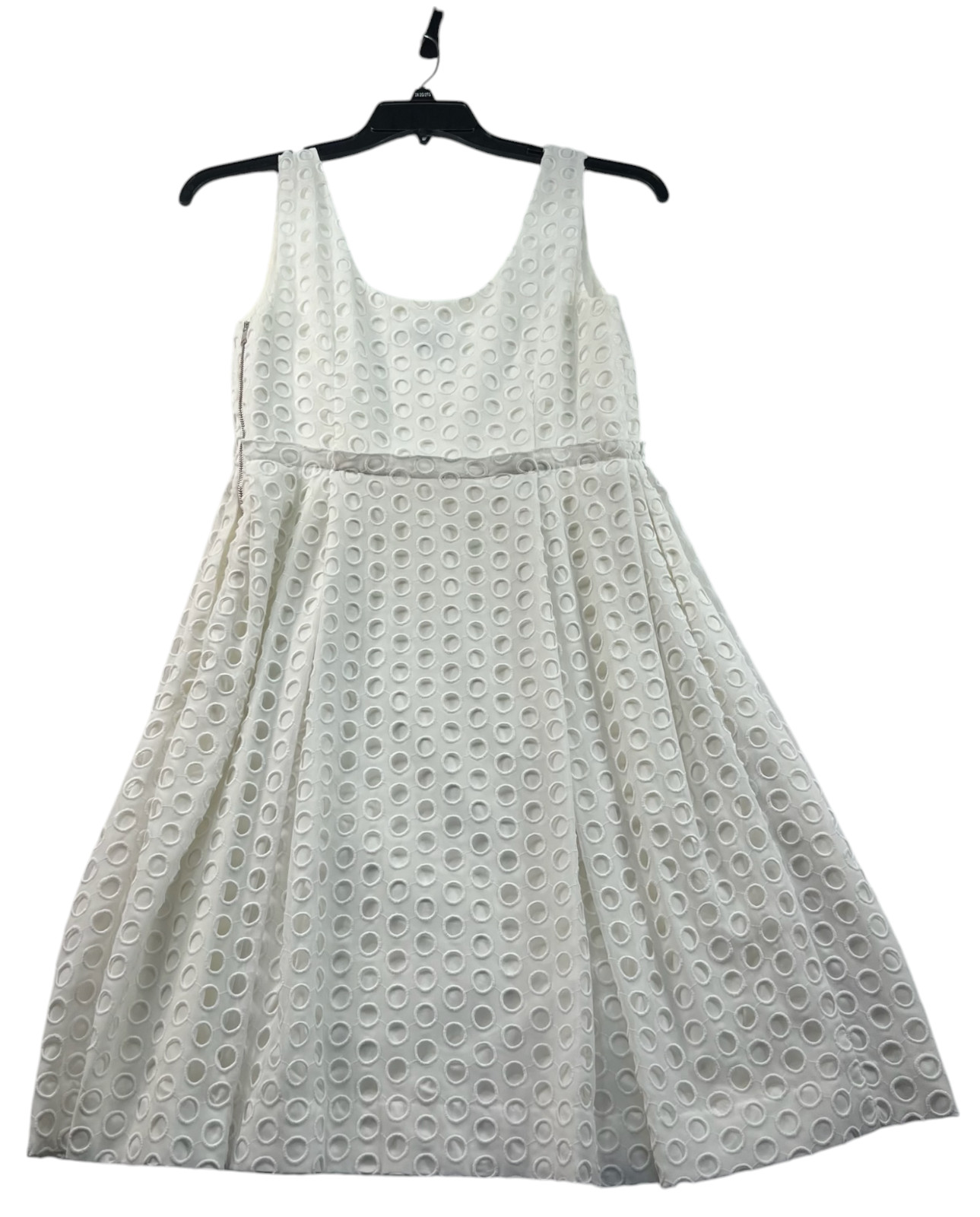 Ann Taylor Dress Womens Size 4 White Sleeveless Circles Side Zipper Stretch