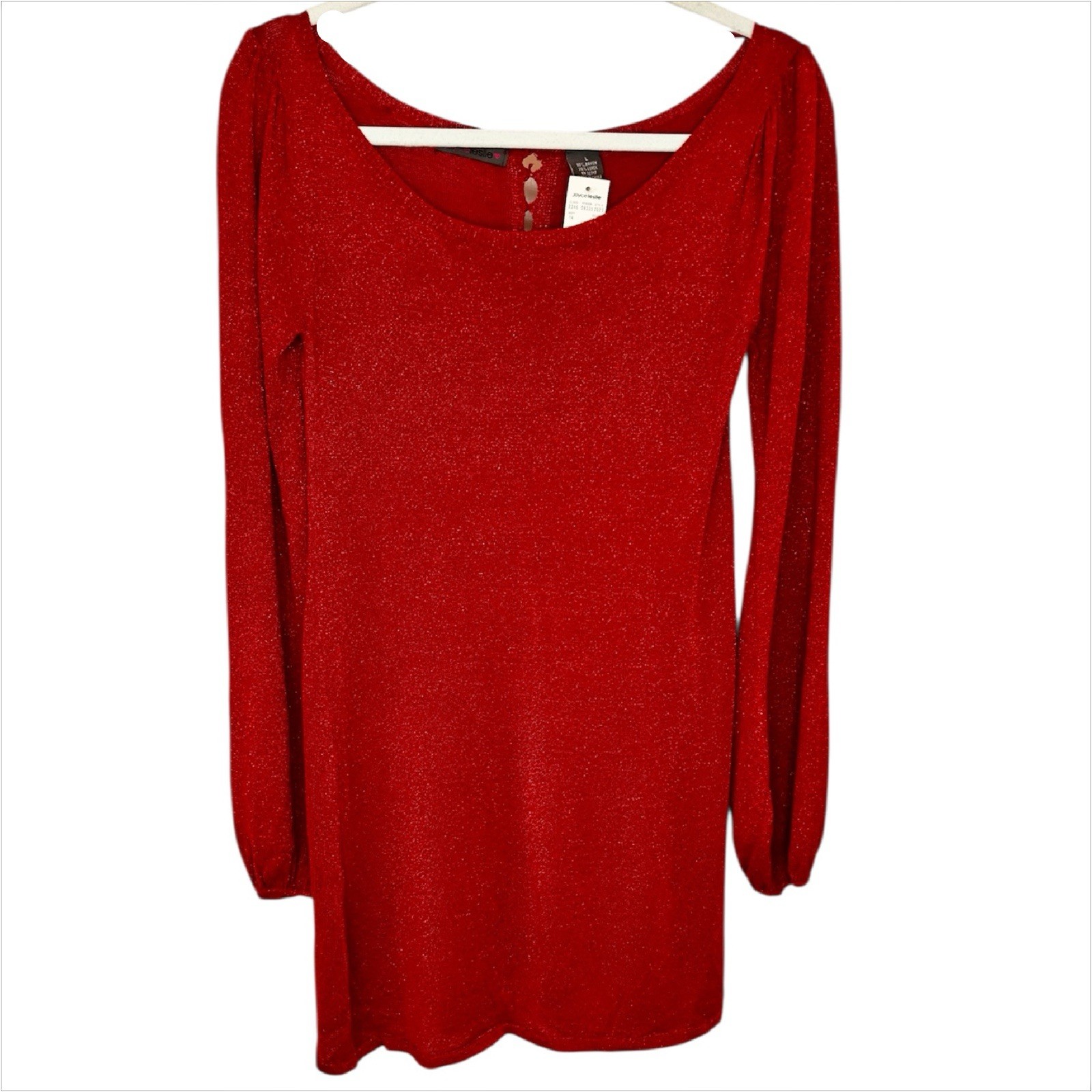 Joyce Leslie Red Sparkle Knit Dress XL Holiday Glitter Lurex Long Sleeve NWT NEW