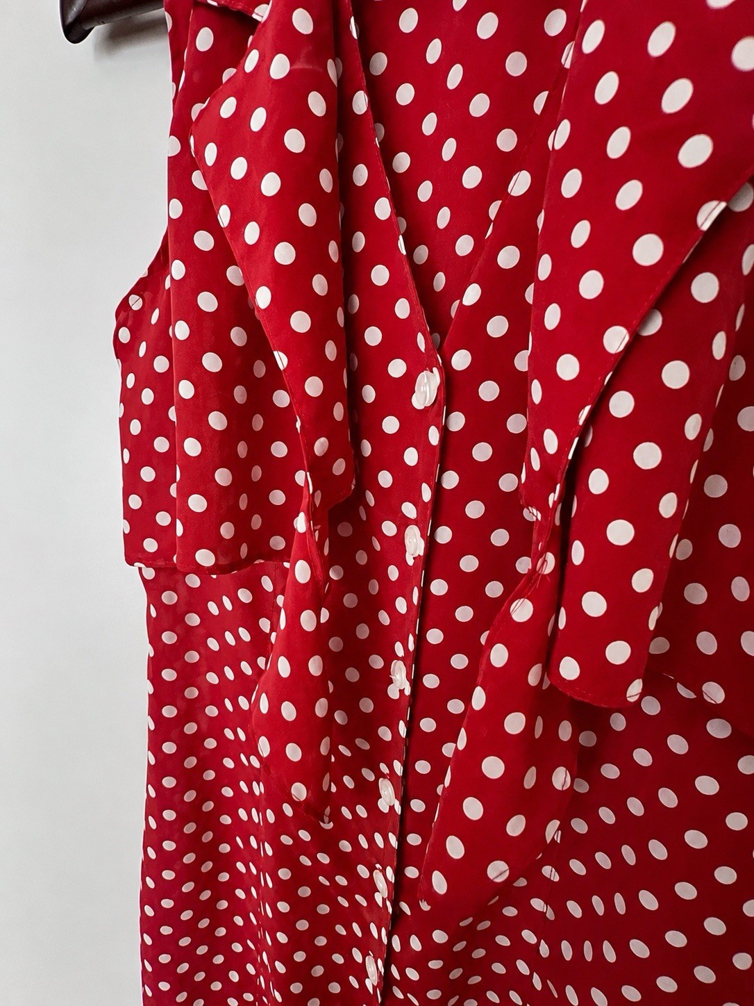 Jonathan Martin Red Polka Dot Tie Front Maxi Dress Size 7 Made in USA