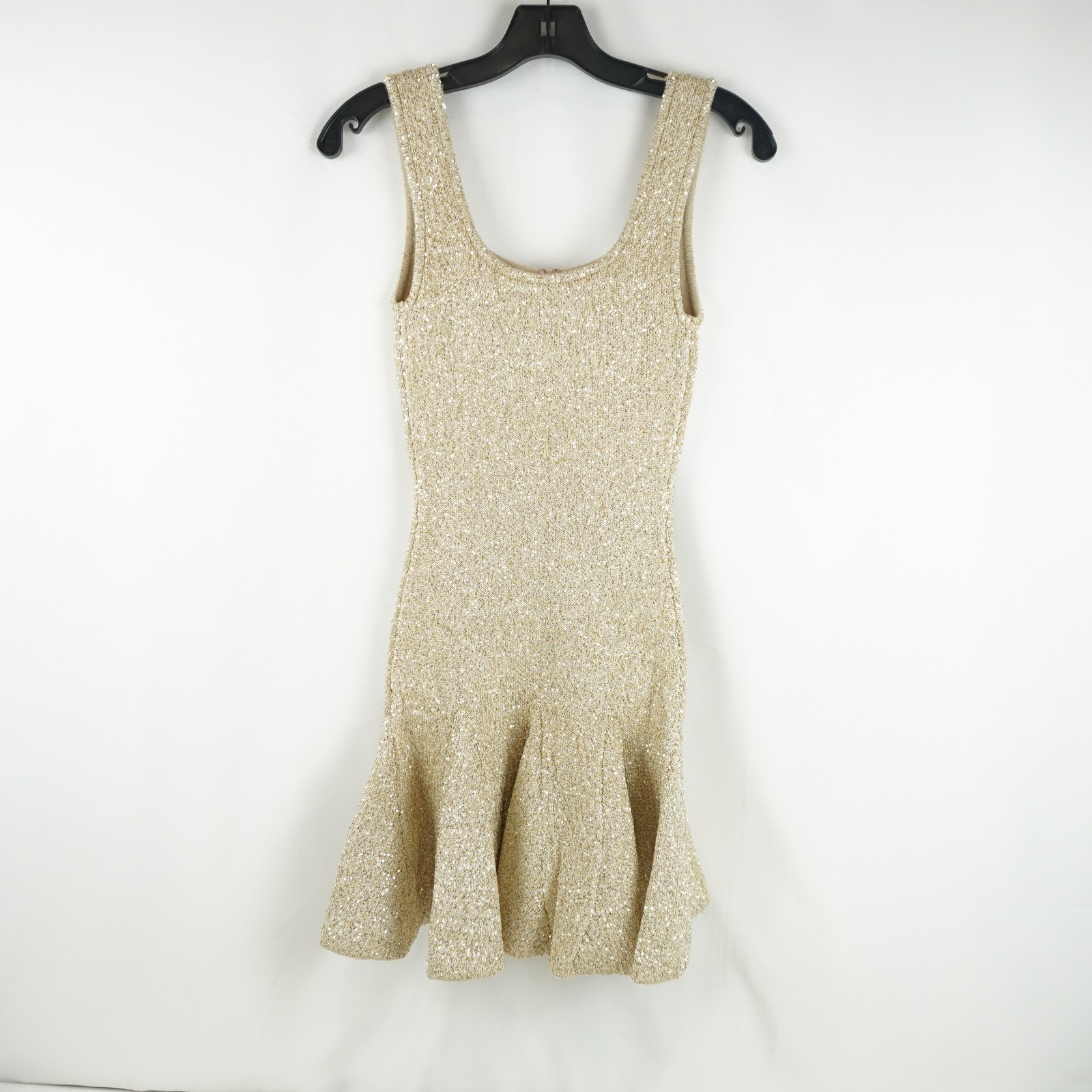LoveShackFancy Sarajane Sequin Knit Mini Dress In Honey Gold Women’s Size Small