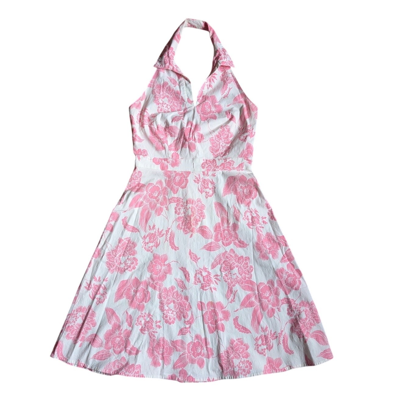 VINTAGE 1950’s style Retro Swing Pink Floral Halter Dress