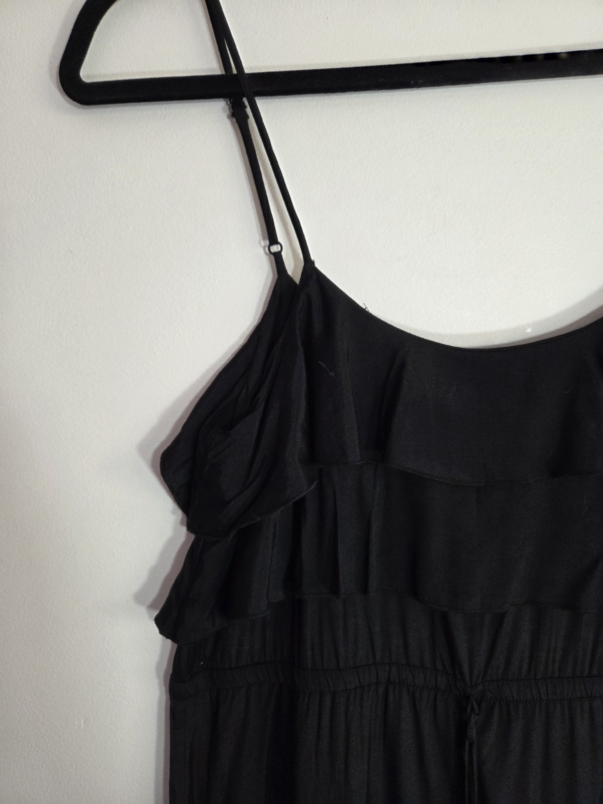 RACHEL GILBERT Size 0 Black Cotton / Viscose Beaded Ruffle Lined Maxi Dress