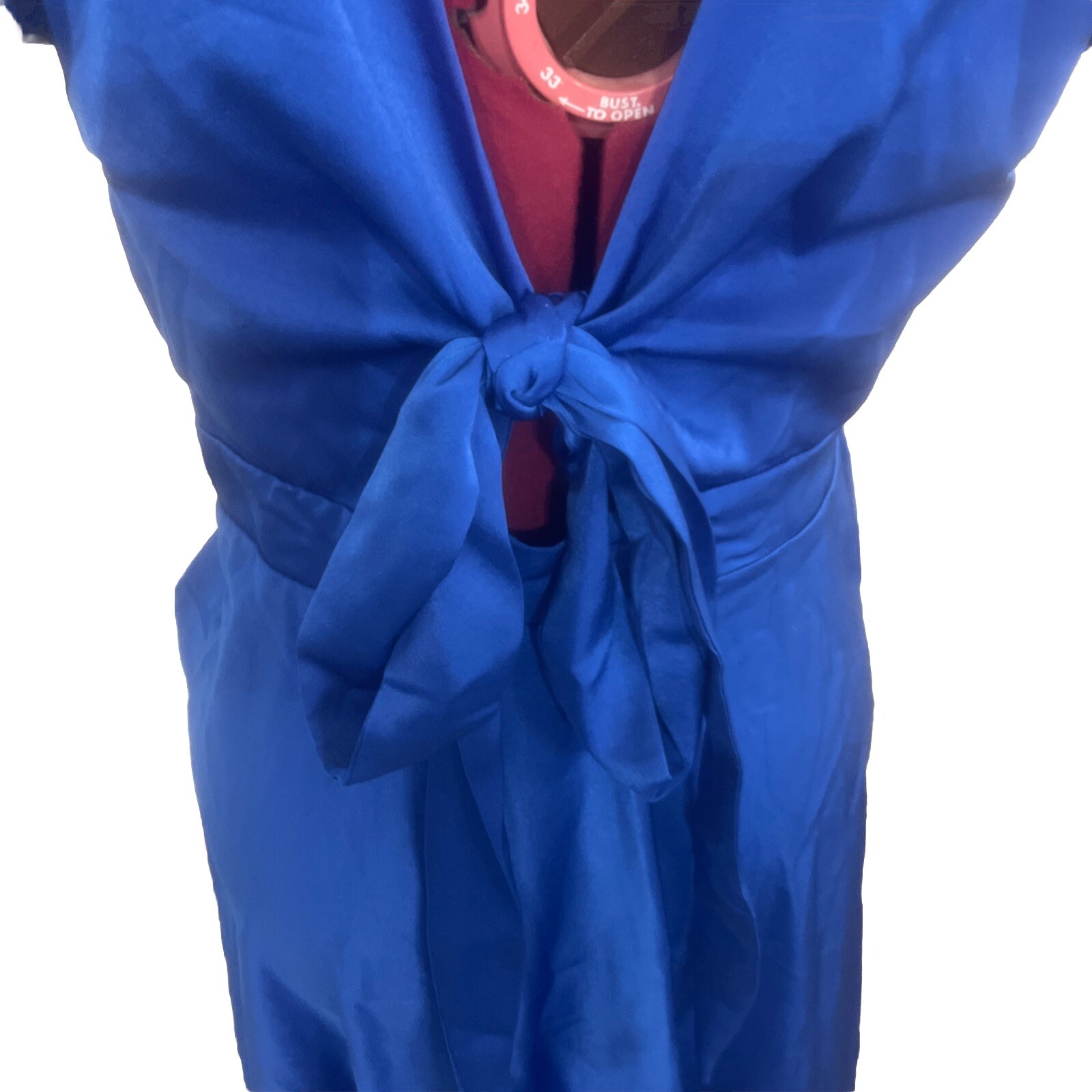 Blue Polyester/ Spandex Light And Flowy Dress Size M, Sinched Front.