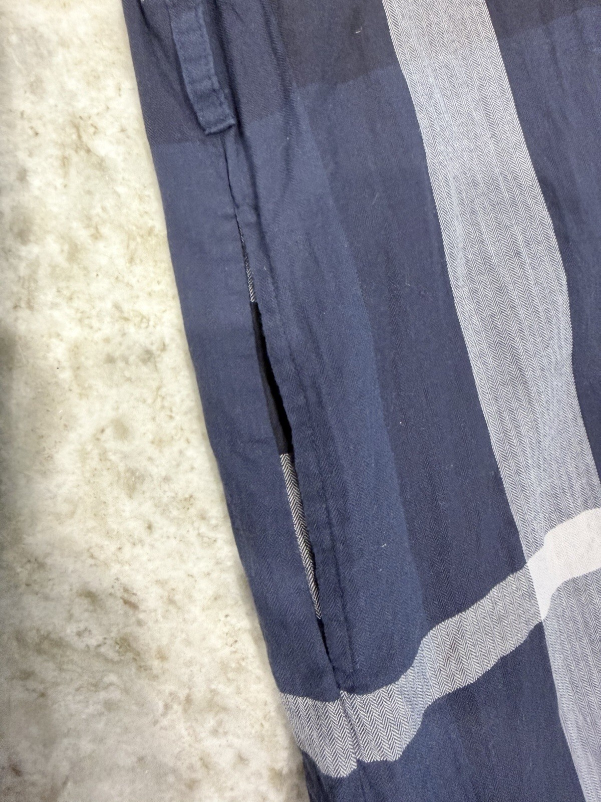 BURBERRY BRIT DESIGNER BLUE/WHITE/GRAY MULTI NOVA COTTON Long Sleeve Shirt Dress
