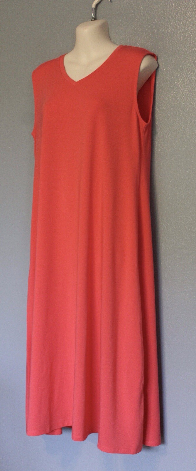 NWT Eileen Fisher Watermelon Tencel Jersey Stretch Shift Dress Small Sleeveless