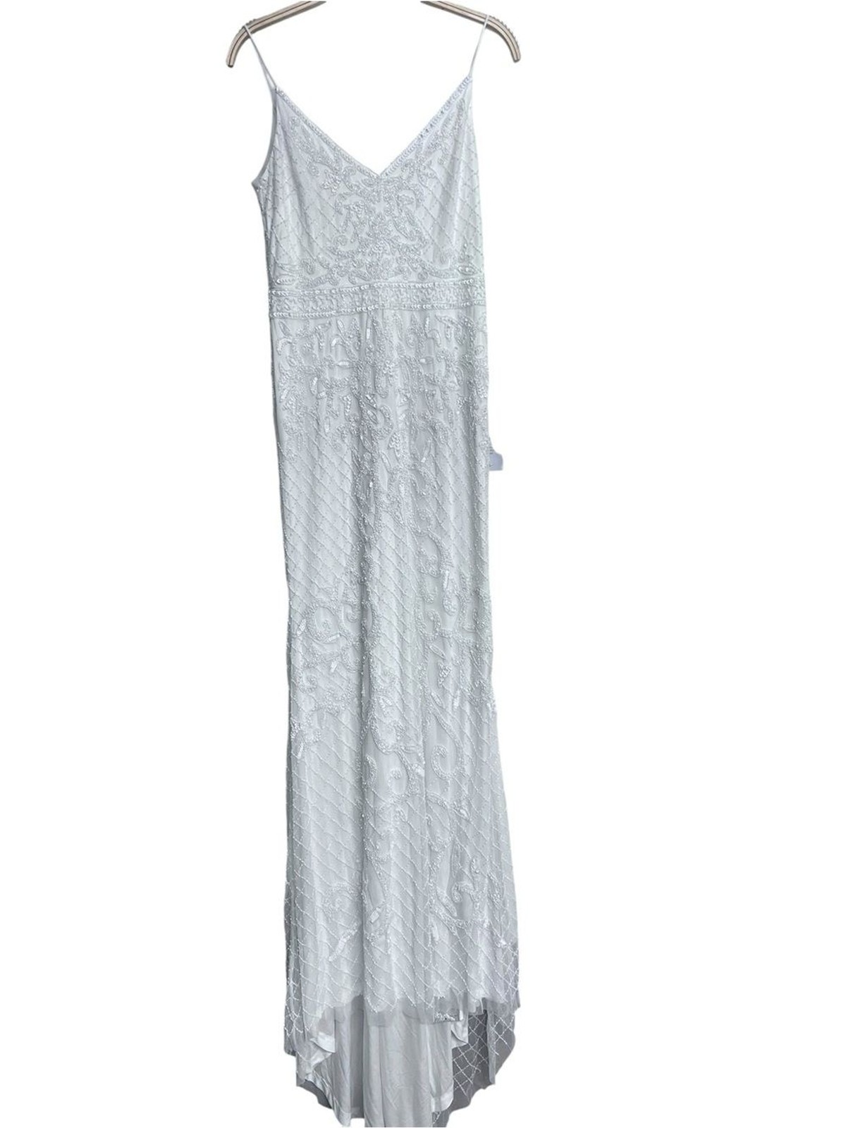 New Lulus Bridal Cherished Vow White Beaded Backless Mermaid Maxi Wedding Dress
