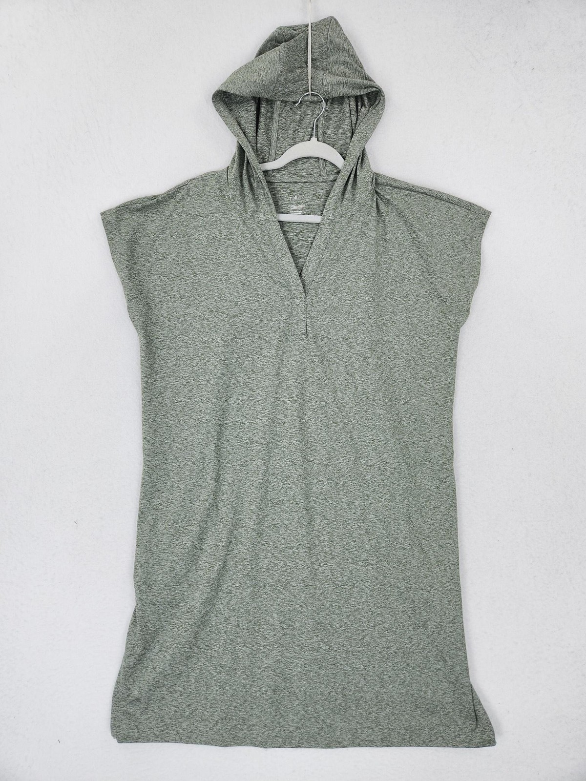 J Jill Dress Womens Large Green Fit Supreme Stretch Hooded Sleeveless V Neck