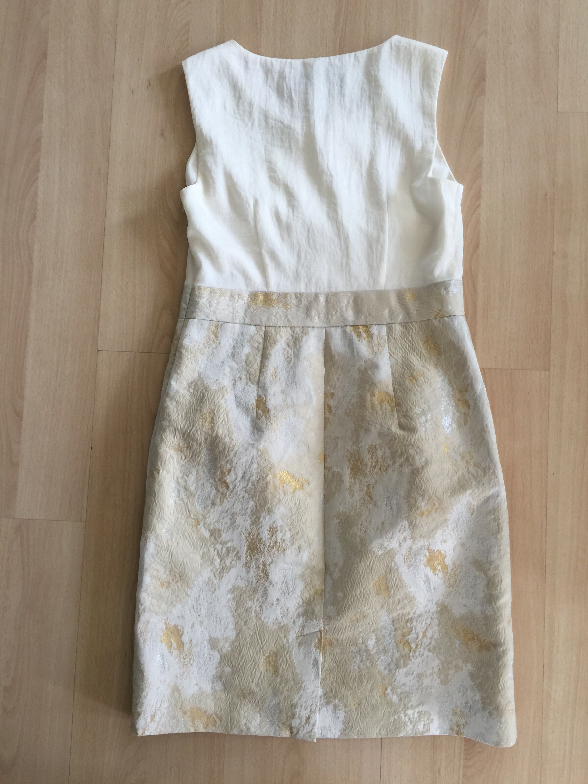 Lela Rose for Loft U.S. Size 6 Fancy Dress Gold & White Ivory Sleeveless