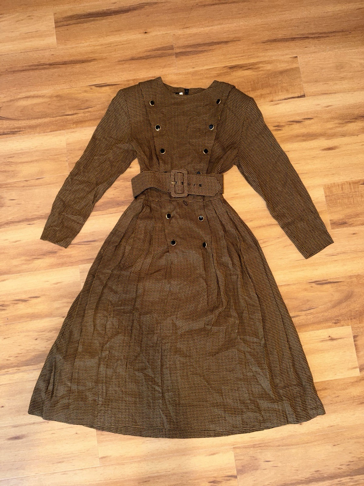 Vintage Donna Ricco New York double-breasted trench-style dress