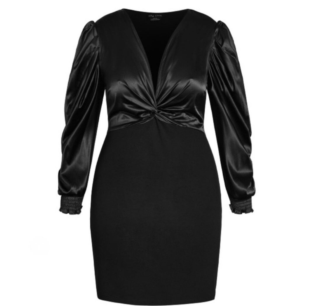 City Chic Trendy Plus Size Affluent Dress Black Size 18/M Bodycon Women’s V Neck