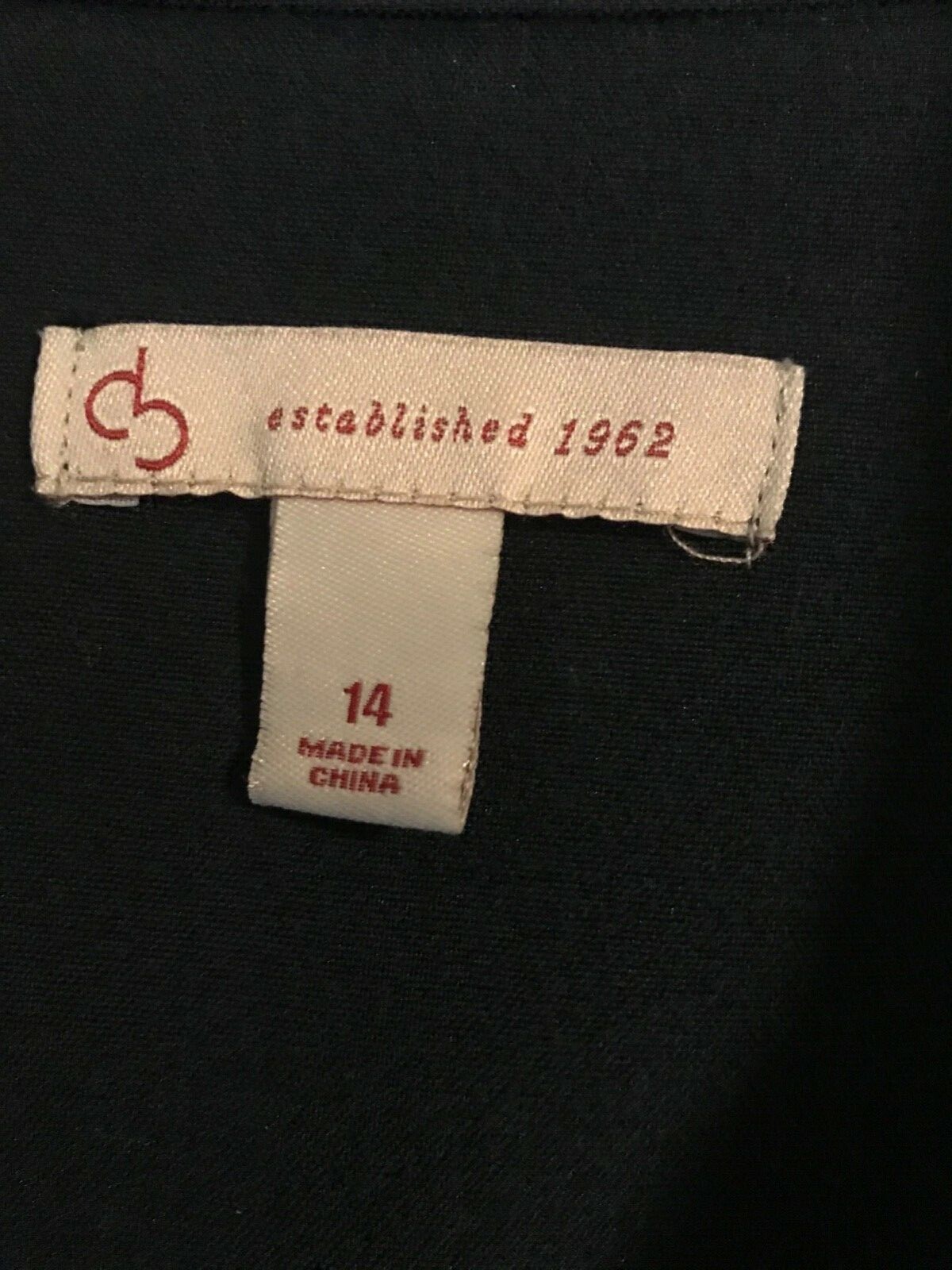 db established 1962 navy blue zip button belted dress sz 14