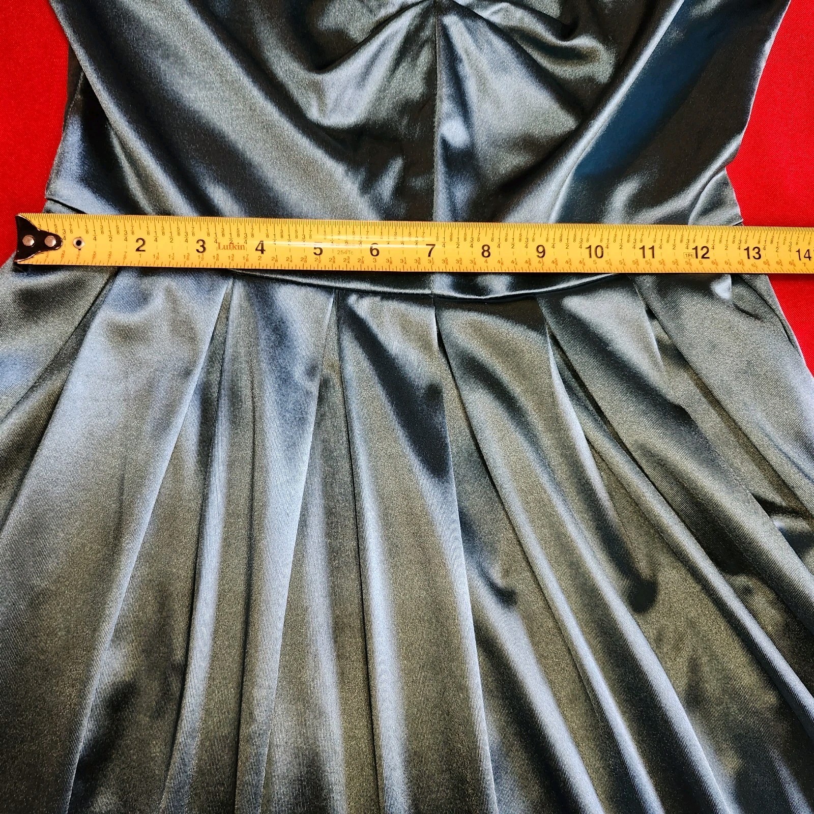 Belle Poque Vintage Teal Satin Twisted Cocktail Dress With Black Belt Size S
