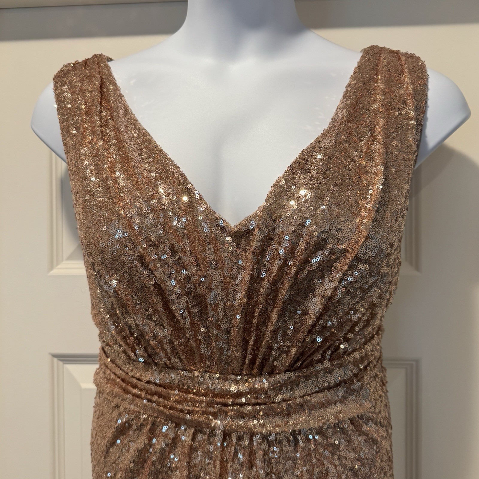 Revelry Bijou Rose Gold Sequin Maxi Dress Size 22 Formal Bridesmaid