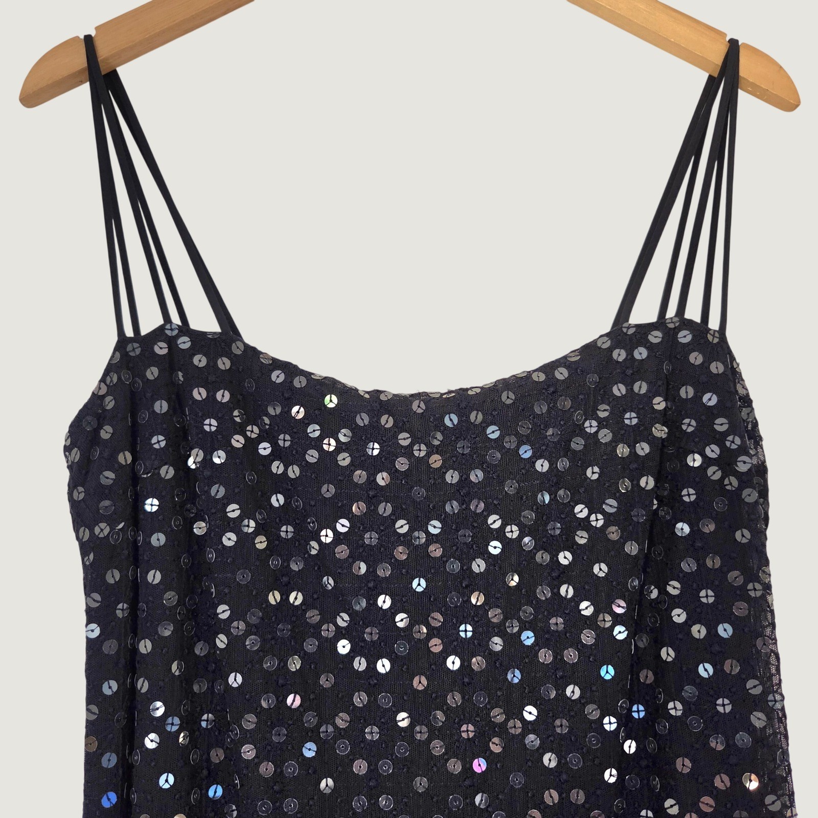 Escada Elements Navy Blue Sequin Cowl Neck Maxi Triple Strap Gown EU42 US10