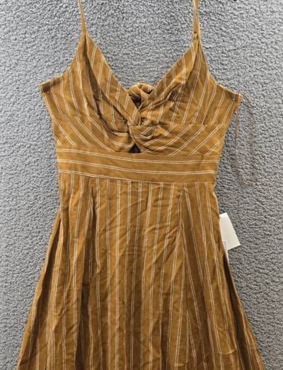1.STATE Linen Blend Printed Twist-Front Sleeveless Maxi Dress Womens L Sunflower