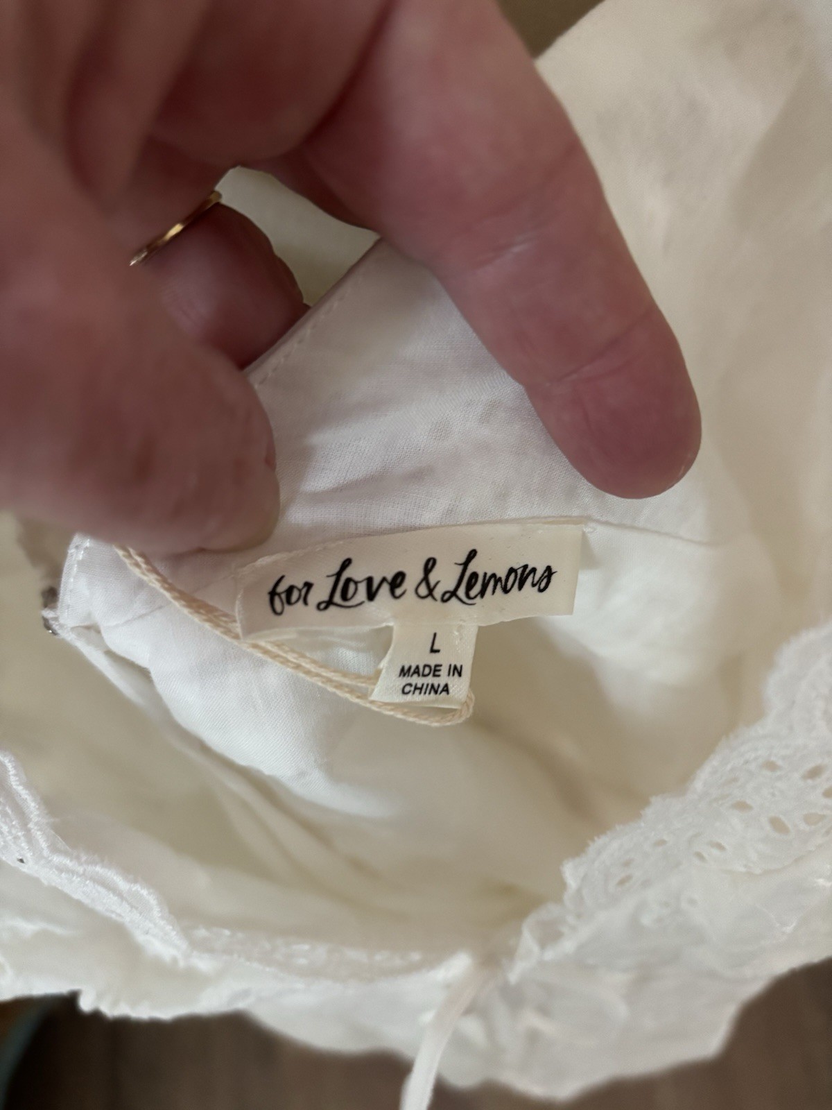 For Love & Lemons Rosalyn Mini Dress Women’s Large White Eyelet Embroidered NWT