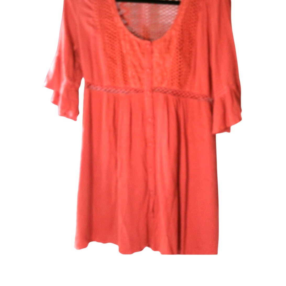 Miss Me Boho Mini Dress Lace Crochet Embroidered 3/4 Sleeve Women’s S