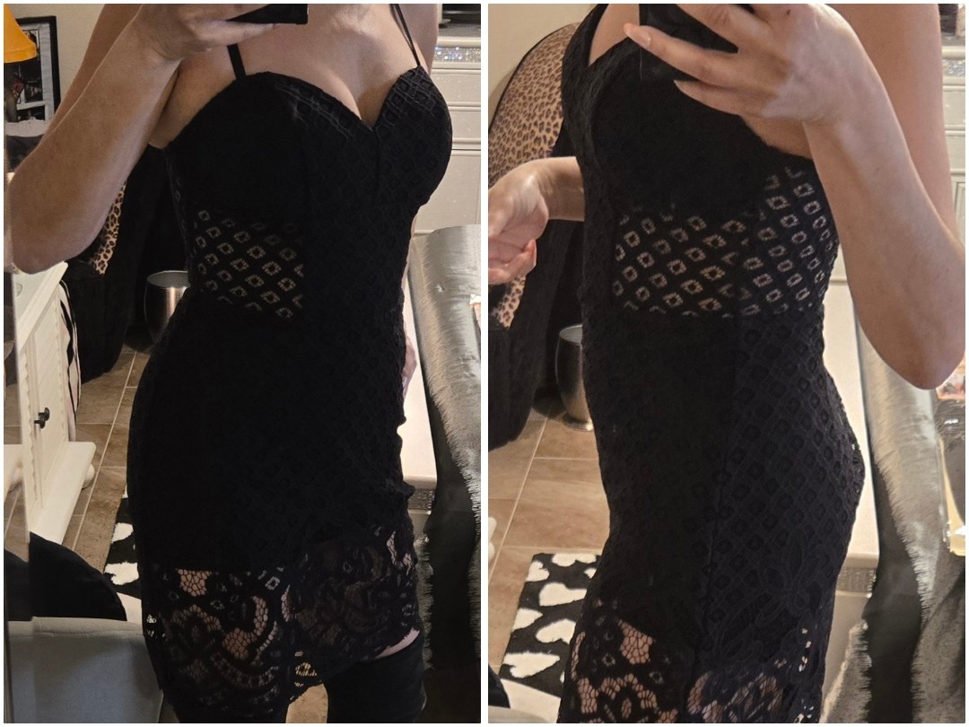 Lingerie Inspired Alix Black Lace Mini Dress Sweetheart Bodice Edgy Chic Size 6